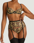 Oriana Plunge Bra, Suspender Belt and Brazilian Knicker Set