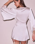 Beaded Iris Lace Angel Sleeve Robe