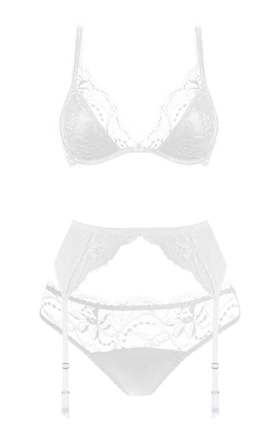 Signature Lace Padded Bra, Suspender and Thong Set