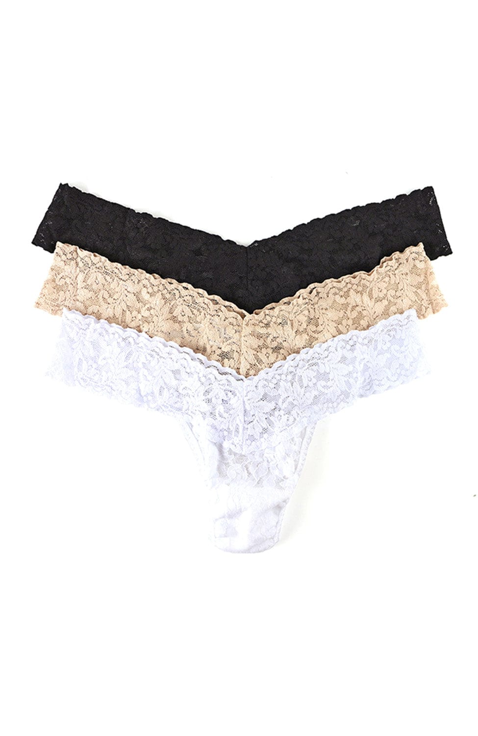 Signature Lace Low Rise Thong 3 Pack