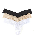 Signature Lace Low Rise Thong 3 Pack