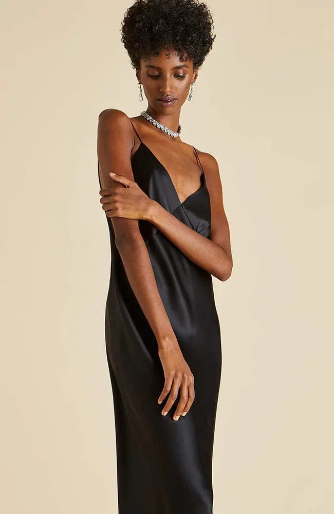 %shop_name_% Olivia von Halle_Issa Jet Black Silk Slip Dress _ Loungewear_ 3360.00