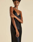 %shop_name_% Olivia von Halle_Issa Jet Black Silk Slip Dress _ Loungewear_ 3360.00