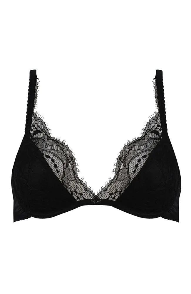 %shop_name_% Fleur of England_Signature Black Lace Padded Plunge Bra _ Bras_ 1200.00